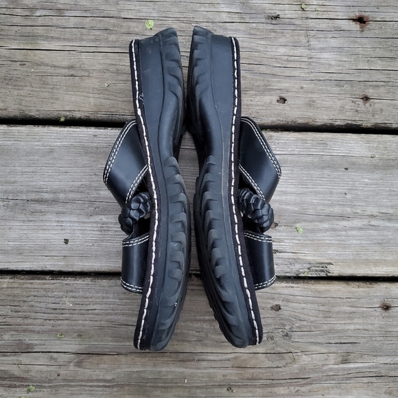 Vintage 90s y2k Lower East Side Chunky Lug Sole Jammer Platform Slide Sandals - Picture 3 of 7